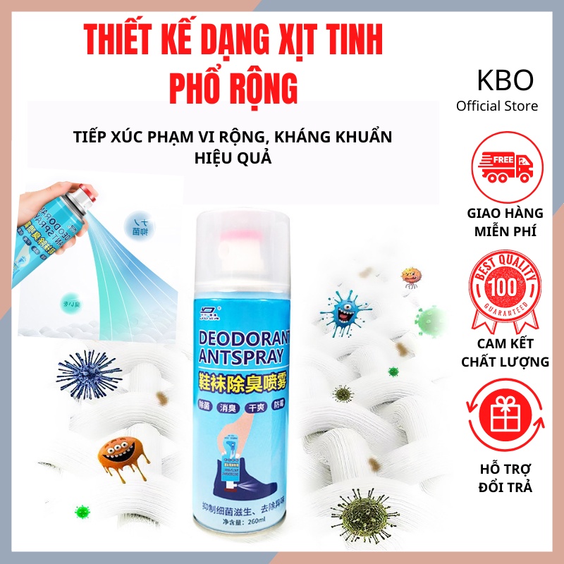 Xịt Khử Mùi Hôi Giày Dép Tất Vớ Kháng Khuẩn Công Nghệ Nano Bạc Khử Mùi Hôi Chân Hiệu Quả KBO Shop KBO007