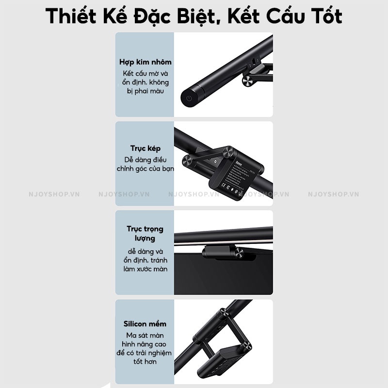 Đèn Treo Màn Hình Máy Tính Baseus Chống Ánh Sáng Xanh Bảo Vệ Mắt 3 Chế Độ Sáng Njoyshop