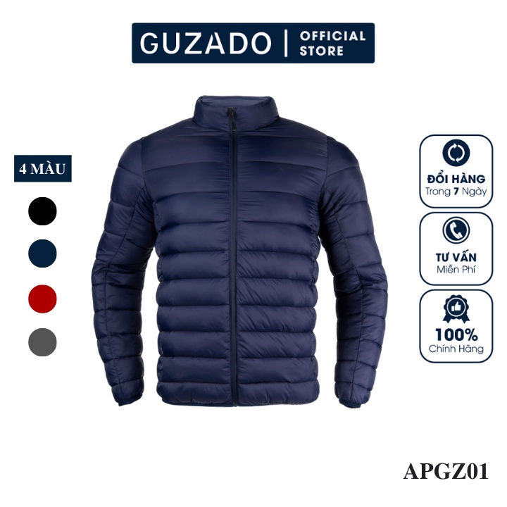 Áo Phao Nam Lông Vũ GUZADO(không mũ), Siêu Nhẹ Siêu Mềm, Phom SlimFit Ôm Người Giữ Ấm Cực Tốt APGZ01