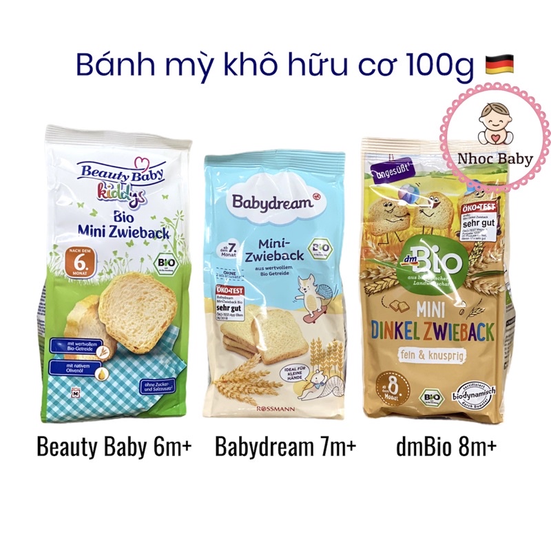 Bánh mì khô hữu cơ Babydream/ Beauty baby / Dmbio nấu cháo cho bé 6/7/8m+ 100gram