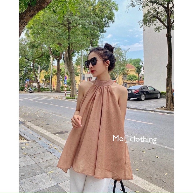ÁO YẾM Tơ Voan 2 lớp kèm nơ sang chảnh