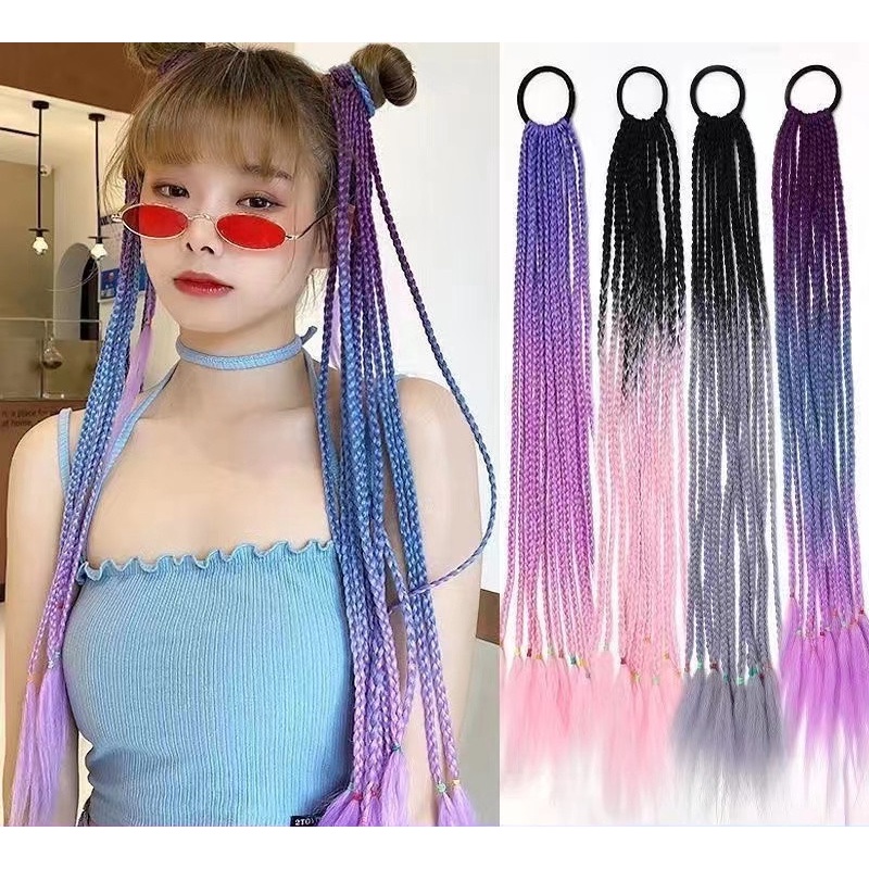 Xj-dreadlocks Tóc Giả Thắt Bím Đuôi Ngựa Millennium Màu Sắc Gradient Tạo Kiểu Tóc Bện Cho Nữ