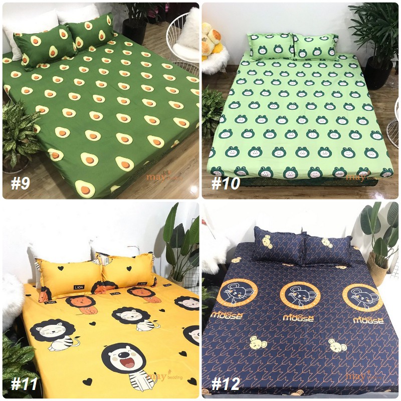 Ga gối poly cotton May Bedding bo chun bọc đệm kèm 2 vỏ gối kích thước m6 và m8 nhiều mẫu | BigBuy360 - bigbuy360.vn