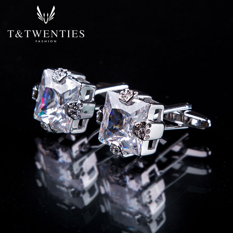 Diamond Cutting Craft Gemstone Cufflinks Studs