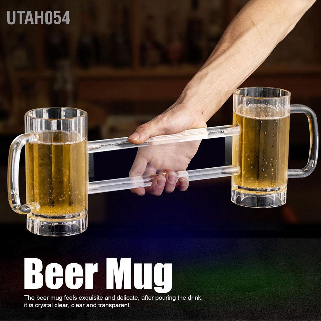 [Hàng HOT] Ly bia đôi 2CUP - Cốc Bia Acrylic Có Tay Cầm Cho Cuộc Thi Trò Chơi KTV Bar 430ml / 14.5oz【Utah054】