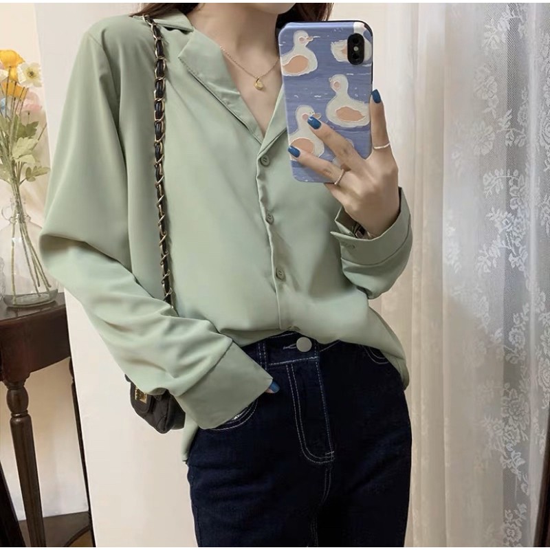 Áo Sơmi Nữ Dài Tay Cổ Vest Dáng Basic Nhiều Màu Áo Sơmi Nữ Công Sở Thanh Lịch 2022 | BigBuy360 - bigbuy360.vn