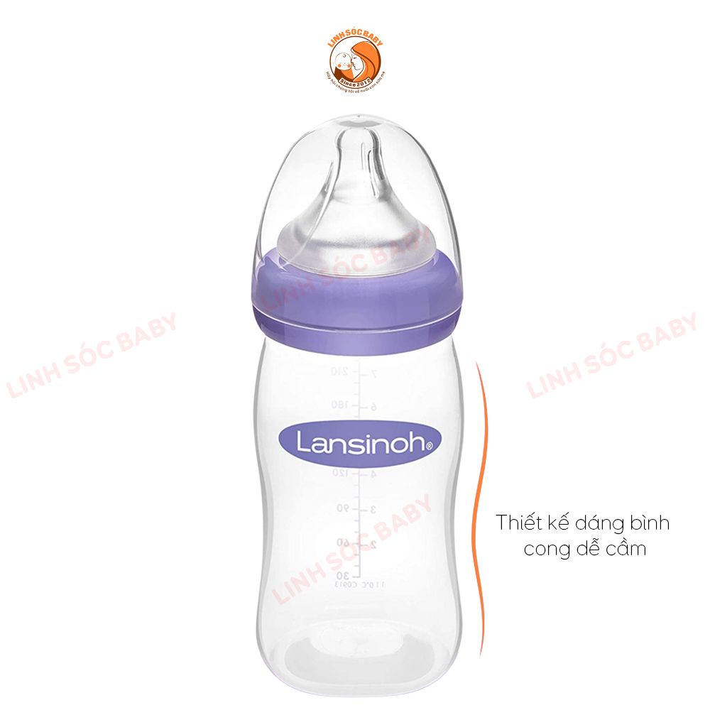 Bình sữa Lansinoh Momma 160ml - 240ml | Hàng chính hãng, núm ti siêu mềm size S/M/F