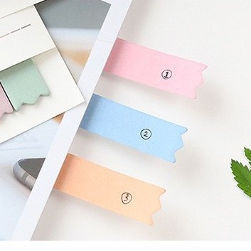 Sticky note/giấy ghi chú/đánh dấu trang Guestbook N03 viền lượn sóng tone màu pastel Taro Stationery