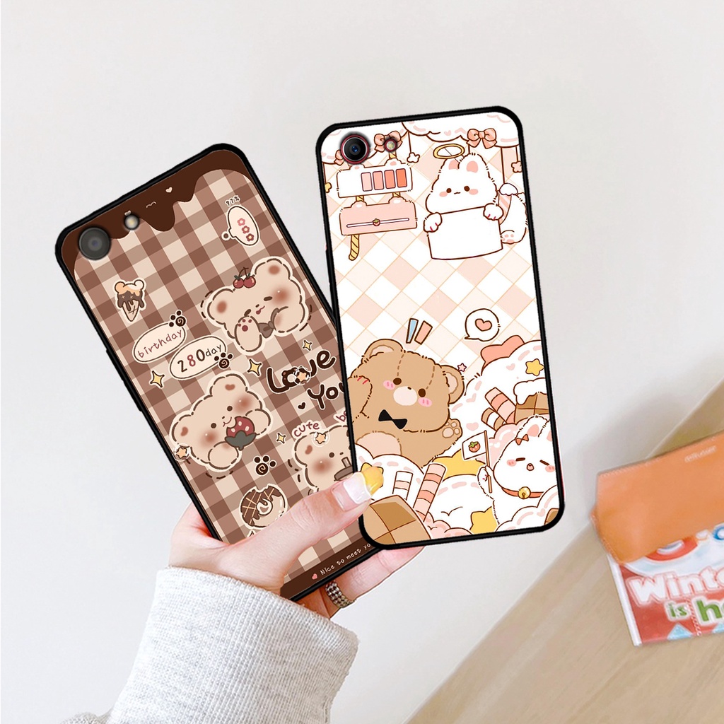 Ốp lưng Oppo A71 - Oppo A83 in hình caro gấu thỏ dễ thương