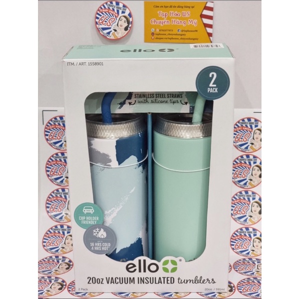 LY GIỮ NHIỆT ELLO - 591ML  CHÍNH HÃNG MỸ