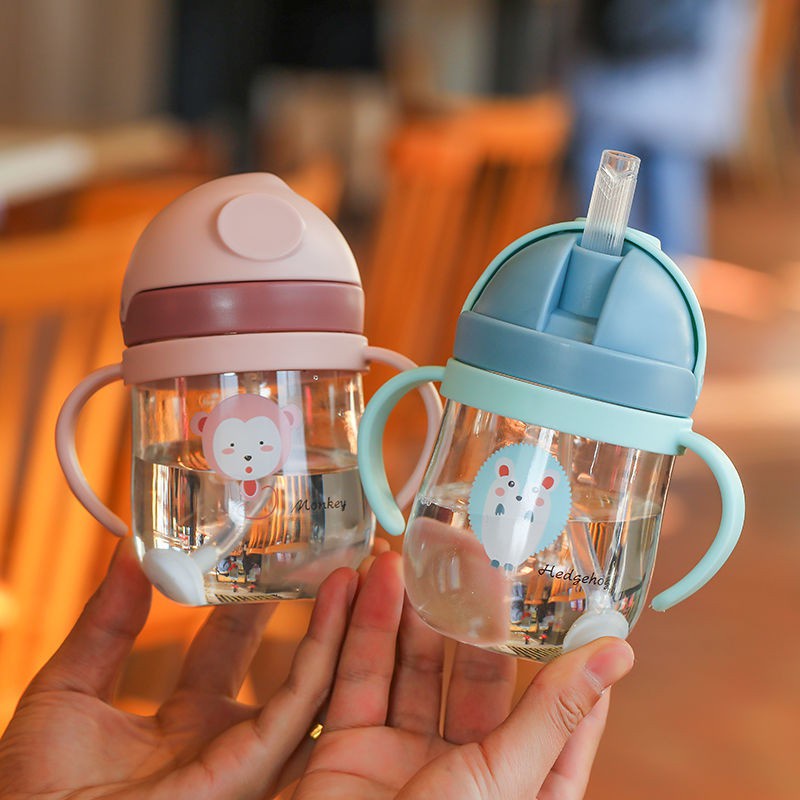 ※Supermave※ 250ml Baby Drinking Bottle   Straw Cup with Anti Slip Handle Baby Training Learning Drinking Water Bottle