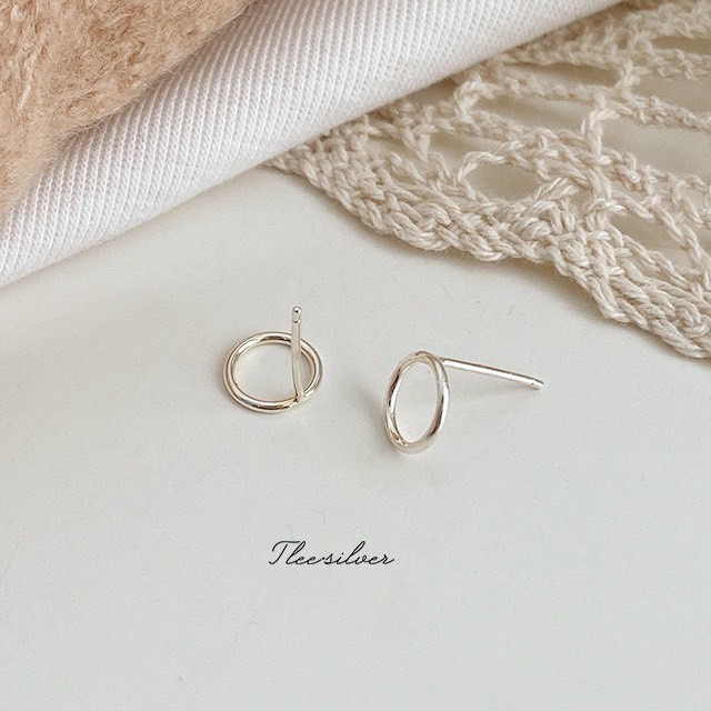 Khuyên tai bạc nữ TLEE hình khối tròn mini xinh xắn TleeJewelry B0277