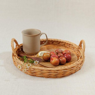 Khay mây tròn (30cm) - có quai