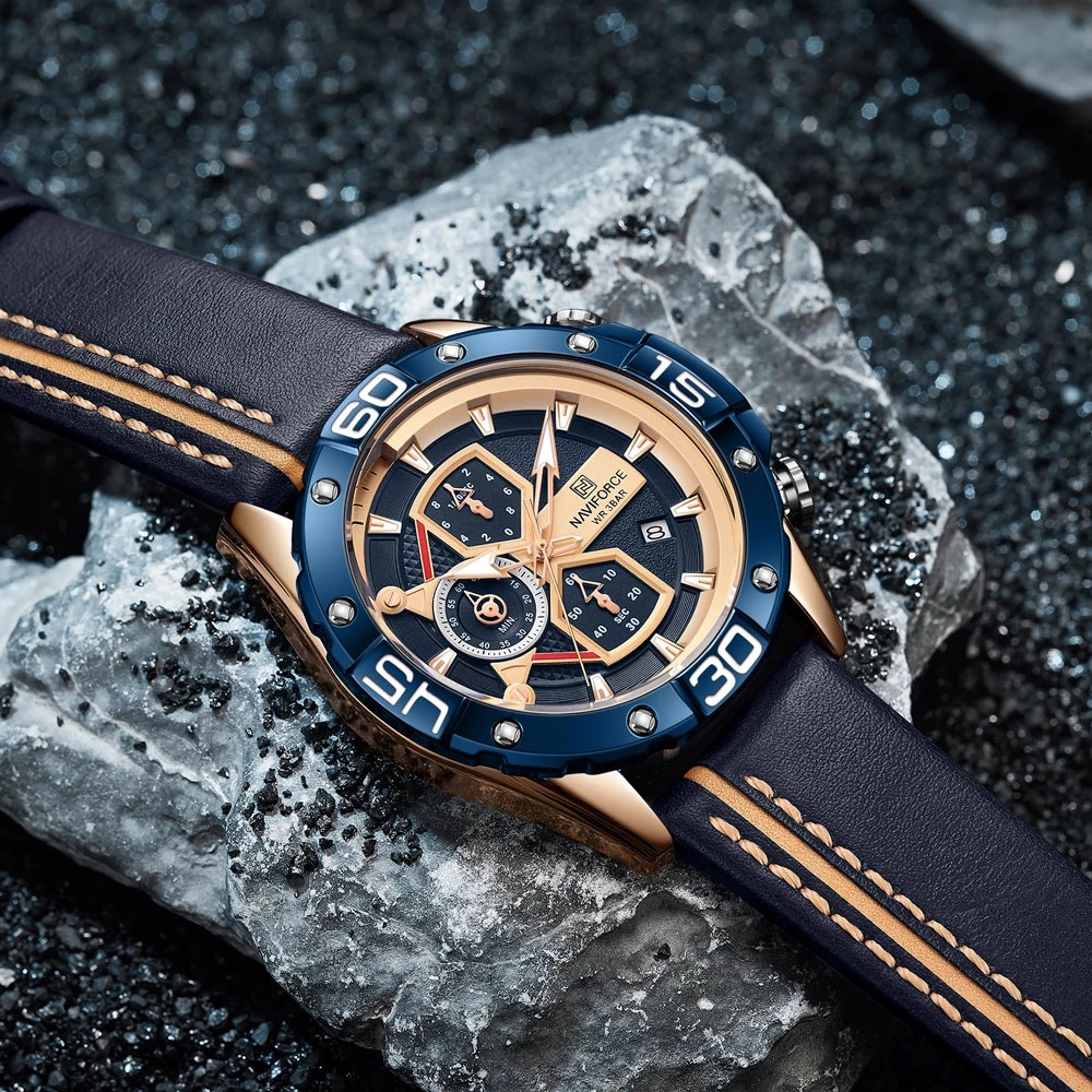 Đồng Hồ Nam NAVIFORCE Mặt Thạch Anh Dây Da Chống Thấm Nước Thời Trang