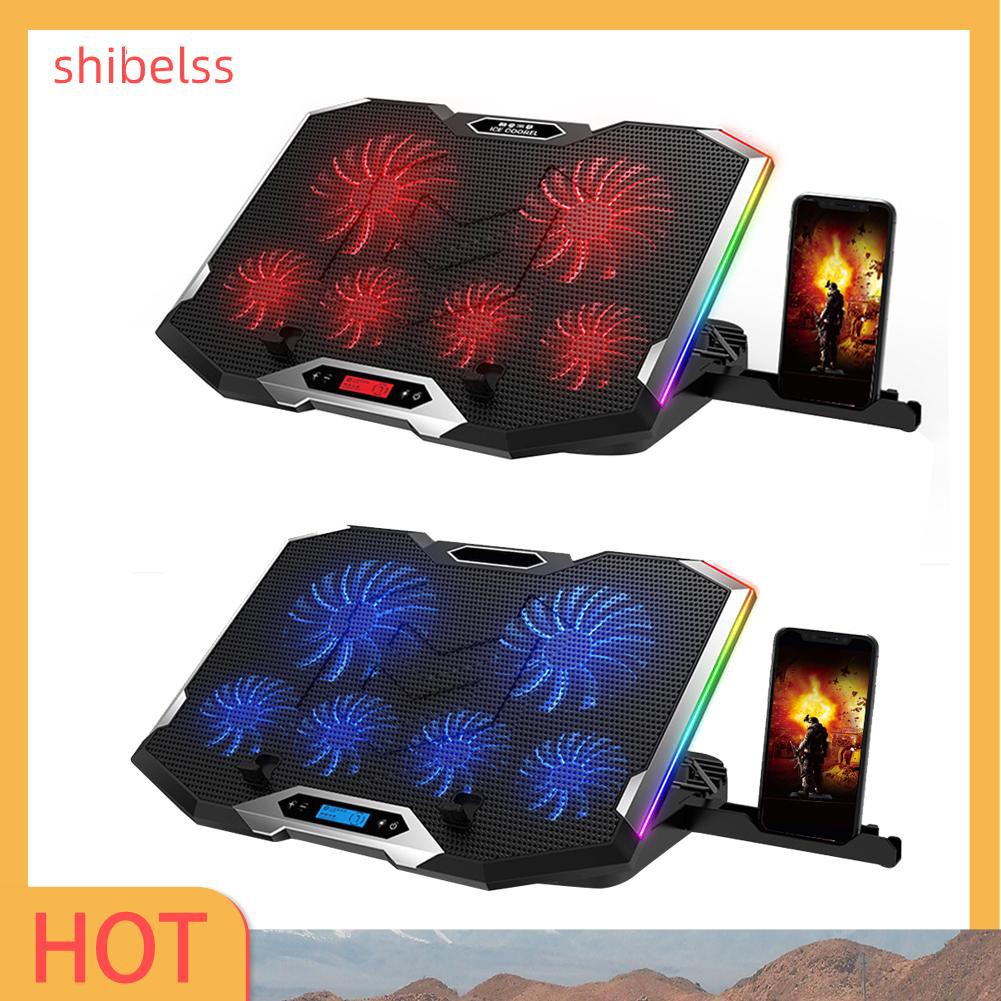 Shibelss K9 RGB Laptop Cooling Pad with 6 Fans 2 USB Ports for 12-18 inch Laptop