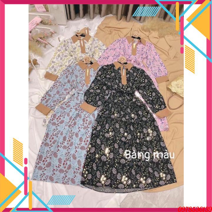 Váy đầm nữ hoa nhí nữ xinh  cá tính bánh bèo dài dự tiệc dáng xòe V03