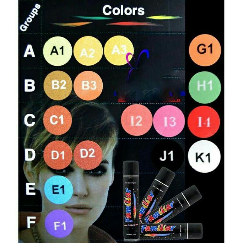 Keo xịt tóc Familiar 100ml đủ màu / Nhuộm tóc tạm thời | BigBuy360 - bigbuy360.vn