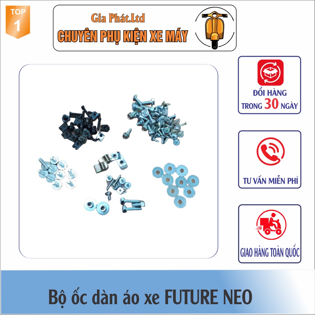 Bộ ốc vỏ nhựa xe FUTURE NEO - Ốc dàn áo cho xe Future Neo- SPP-1001