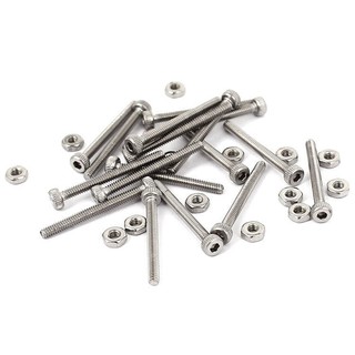 M2 x 20mm Long Hex Socket Knurled Cap Screws Bolts Nuts Set 20Pcs