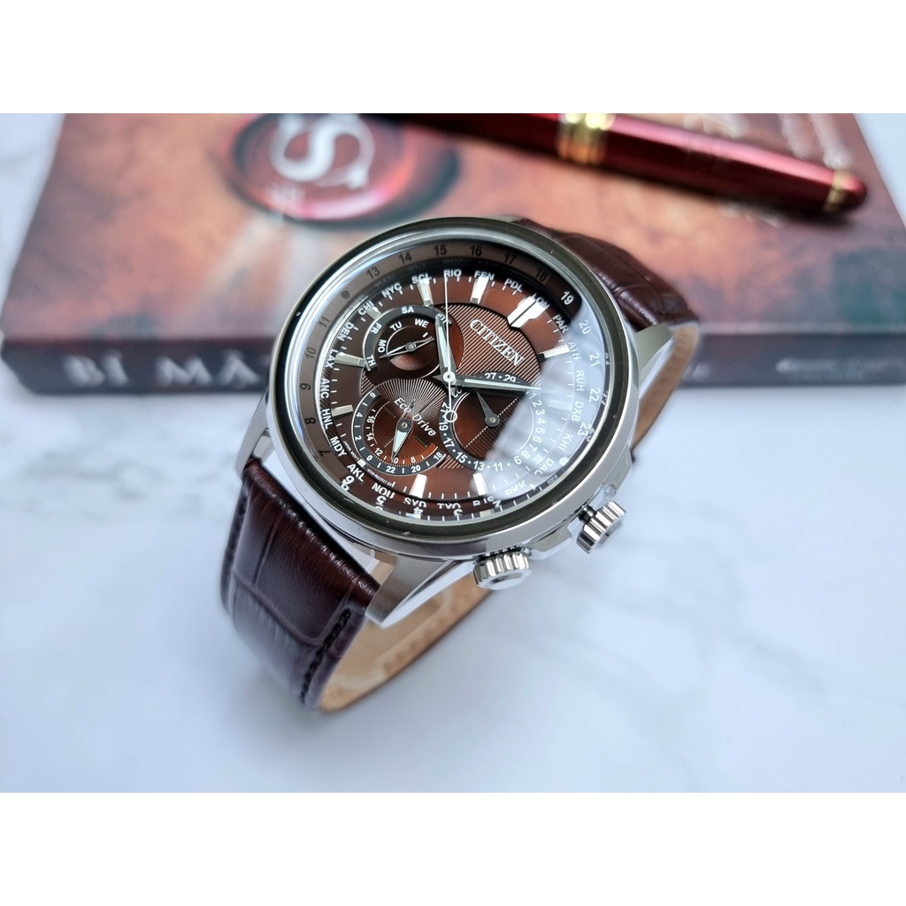 Đồng Hồ Nam Citizen BU2020-29X Eco-Drive Dây Da Nâu Mặt Nâu