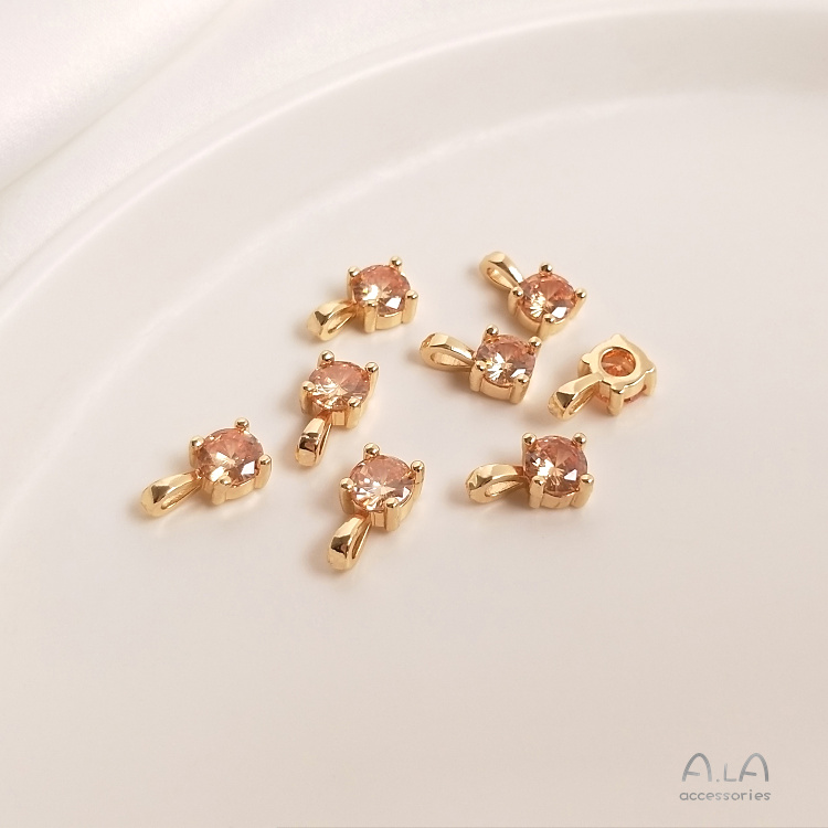 Mặt Dây Chuyền Thủ Công Đính Đá Zircon Nhỏ Mạ Vàng 14K Màu Sắc Lấp Lánh diy