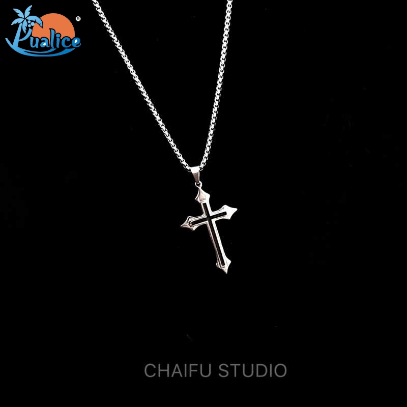 Harajuku style street personality titanium steel cross necklace all-match pendant accessories men and women the same paragraph