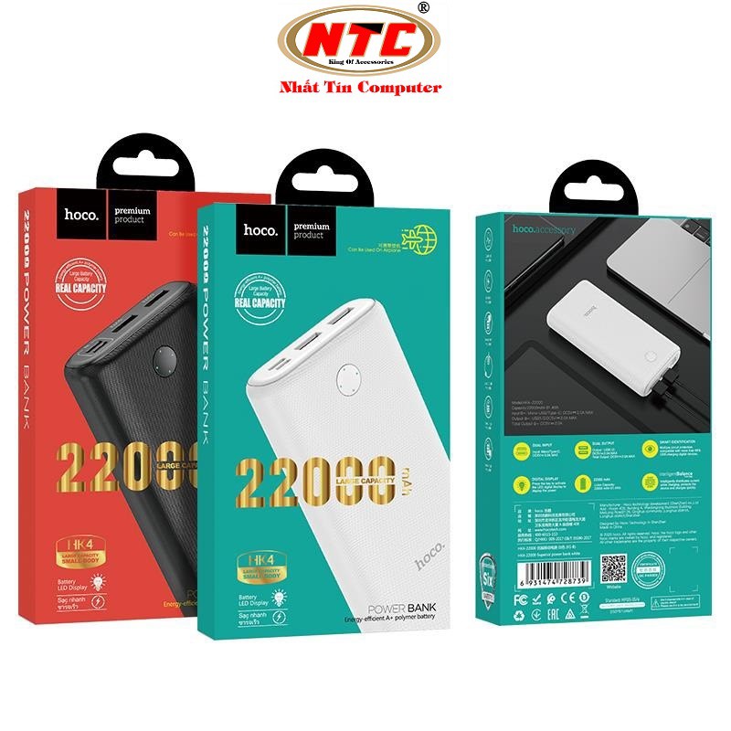 Pin sạc dự phòng Hoco HK4 Superior 22000mAh lõi Li-Polymer 2 cổng sạc Input/Output - Hãng phân phối chính thức