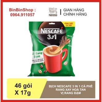 Cà phê rang xay hoà tan Nescafe 3in1 bịch 782g (46 gói*17g) màu xanh - Nestle