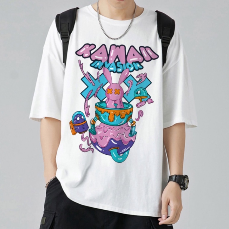 Áo thun tay lỡ - Áo phông form rộng Unisex mẫu mới KAWAII INVASION