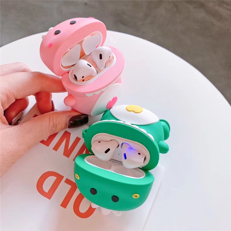 Vỏ bảo vệ hộp sạc tai nghe Airpods 1 2 Pro 3 12 i11 i10 i23 i10 i9s I12 Inpods hình khủng long hoạt hình dễ thương