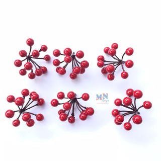 Combo 6 chùm quả đào đông quả Cherry trang trí Noel làm vòng nguyệt quế trang trí cây thông, dây thông