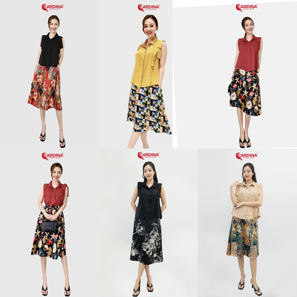Chân Váy Nữ 𝐂𝐀𝐑𝐃𝐈𝐍𝐀 Đồ Công Sở Chất Lụa Satin Nhật Cao Cấp 2 Lớp Dáng Xòe Họa Tiết Hoa Mix Đồ Tuyệt Đỉnh 2CV03.