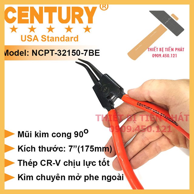 Kềm Mở Phe, Kìm Mở Phe 7&quot; (175mm), 9'' (225mm), 13'' (325mm)  Ra Cong CENTURY Mã NCPT-32150-7BE Chế Tạo Bằng Thép Tốt.