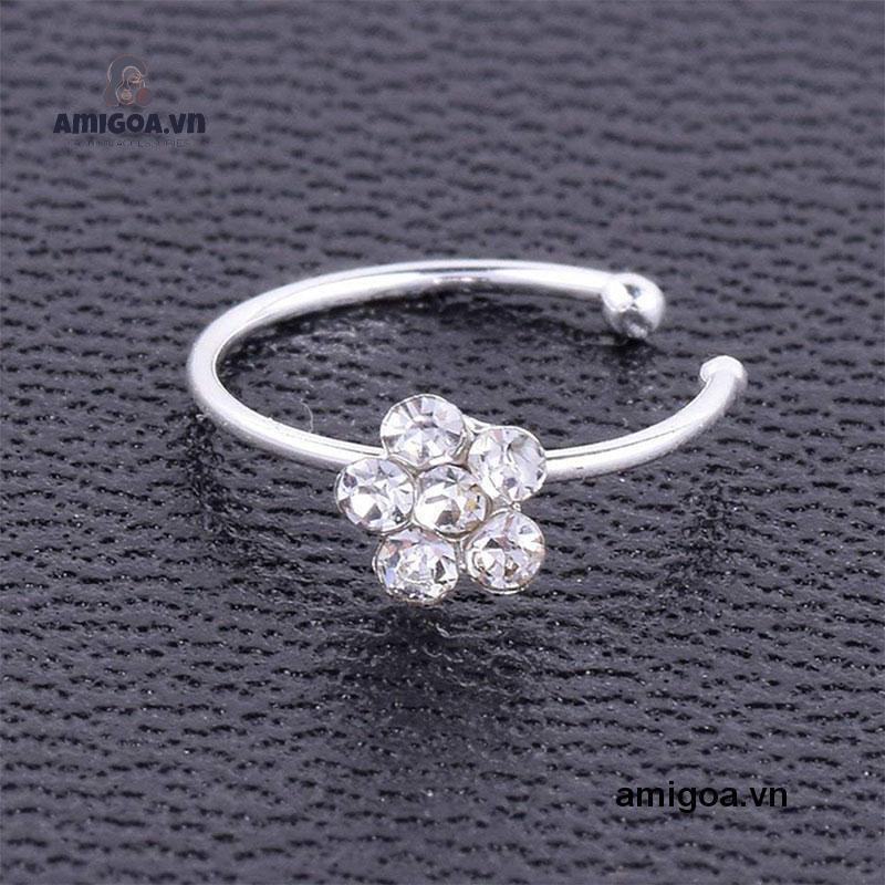 ✨✨Khuyên Mũi Dạng Chữ C Bằng Thép Không Gỉ Đính Đá Thời Trang