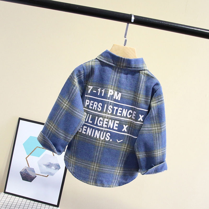 Áo Sơ Mi cotton Tay Dài Sọc Ca Rô Thời Trang Xuân Thu Cho Bé Trai