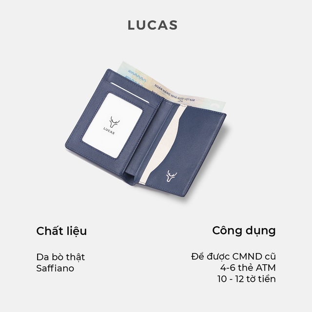 Ví nam mini dáng đứng BLANC , bóp da thương hiệu LUCAS