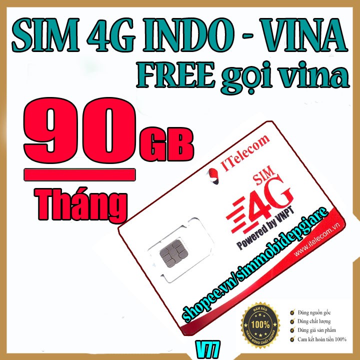 SIM 4G Indo -Telecom gói MAY tặng 90GB DATA mạng Vinaphone