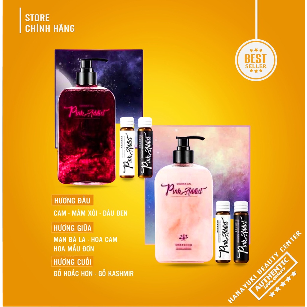 Sữa tắm Pink Addict hương nước hoa siêu thơm dưỡng trắng da DIY Perfume Shower Gel