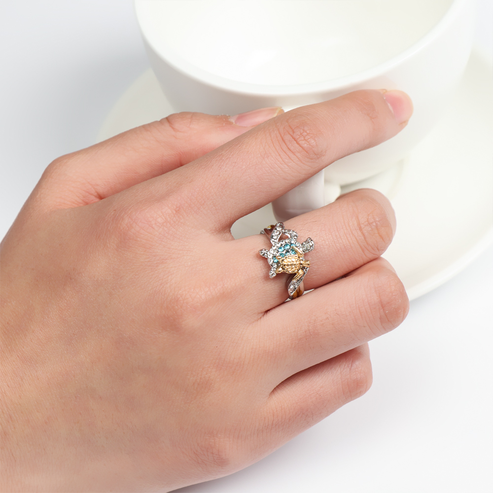 Nhẫn Đính Đá Zirconia Hình Rùa Biển Độc Đáo Thời Trang Cho Nữ|Mẹ Yêu Bạn Mãi Mãi / Nhiều Màu