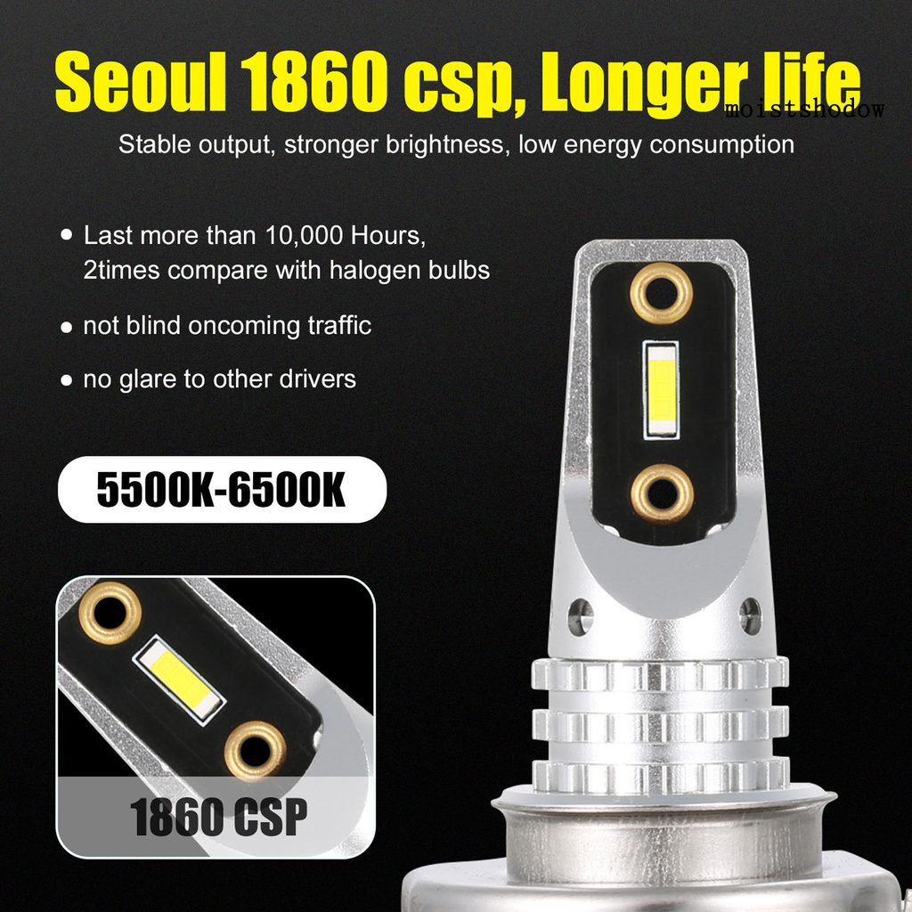 Set 2 Đèn Led Sương Mù Siêu Sáng Dc 12-24v 6500k 50w V8-H4 / H7 / 1156 Csp-1860