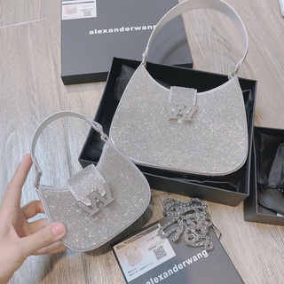 Túi kẹp nách Alex Wang đính nạm đá siêu lấp lánh Super fullbox size 15 22