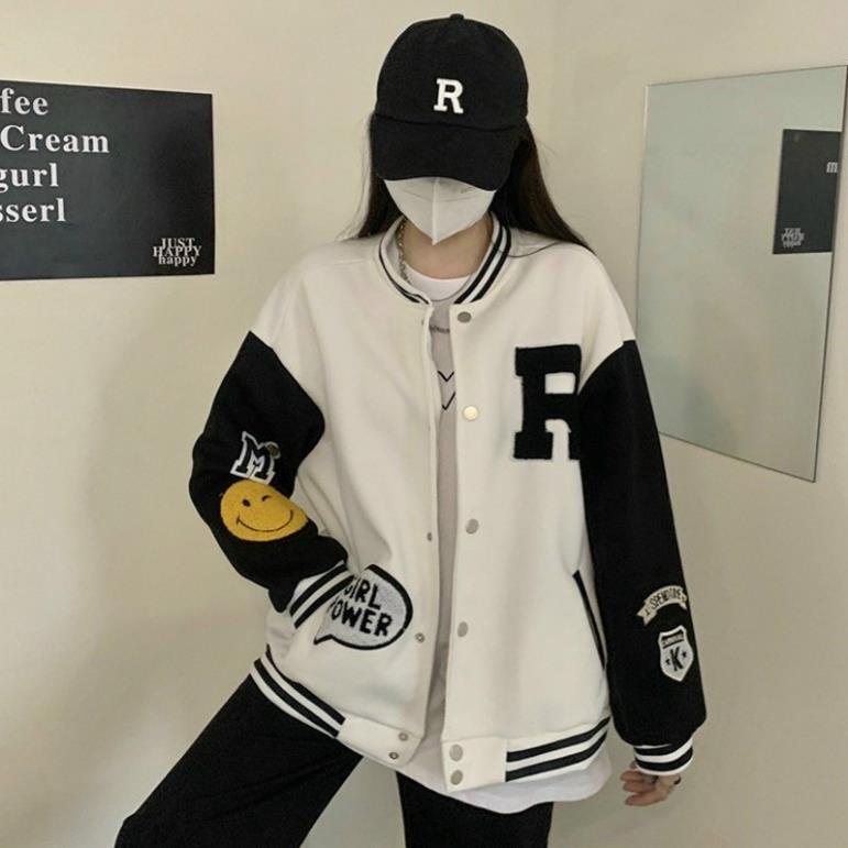 Áo khoác chống nắng nữ bomber logo R xinh xinh hàng bao chất-A821