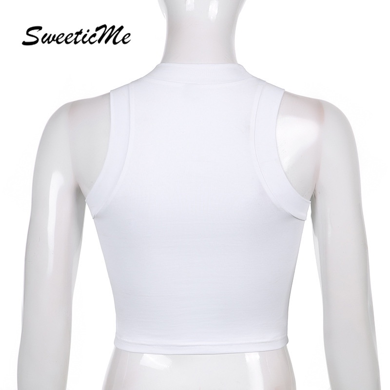 Sweeticme Áo Không Tay Cổ Tròn Lưng Cao Màu Trơn Thời Trang Cho Nữ 2021 | BigBuy360 - bigbuy360.vn