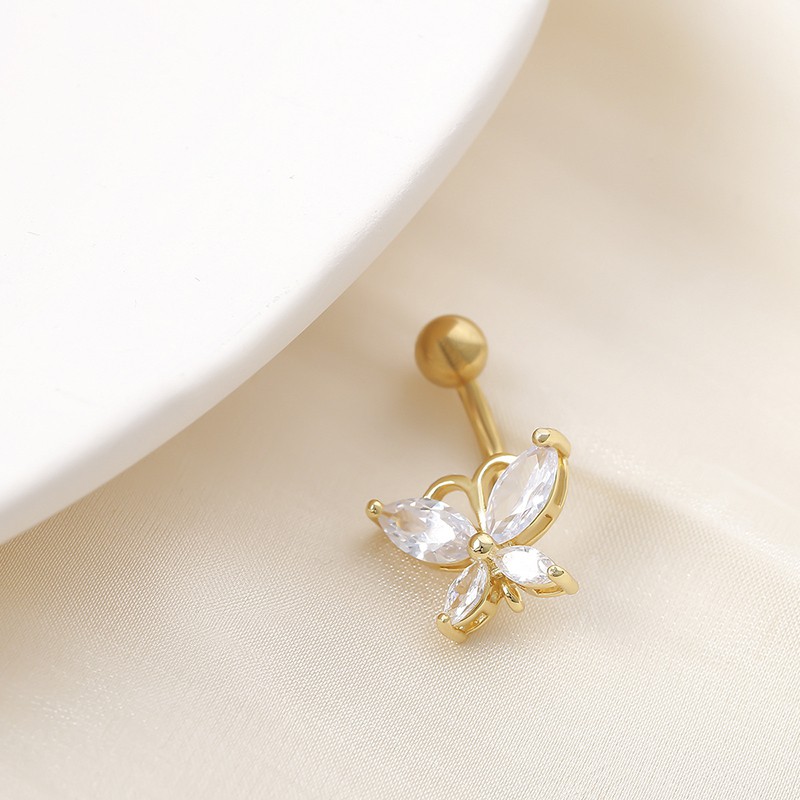 Khuyên Đeo Rốn Hình Bướm Đính Đá Bằng Thép Không Gỉ Cao Cấp