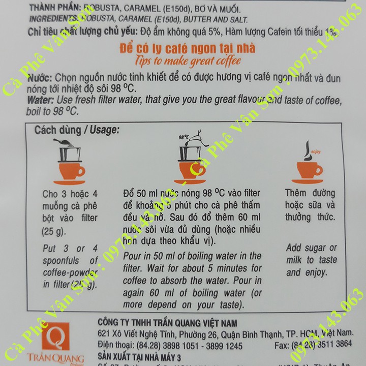 05 bịch cà phê rang xay Trần Quang 500g