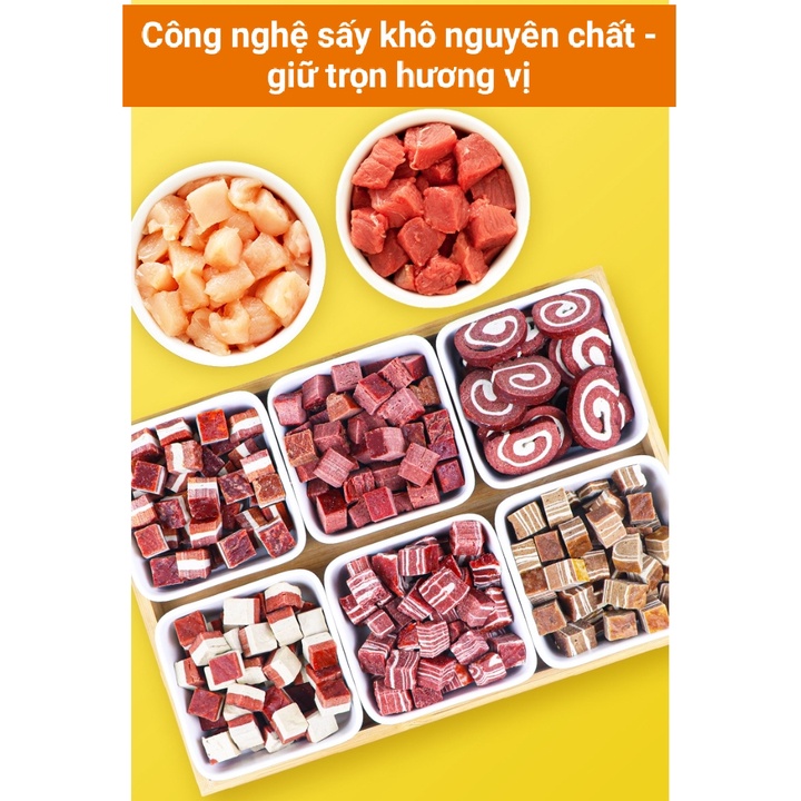 Hạt thịt tươi sấy khô nguyên chất Kuramo (100gr) - Bánh thưởng cho chó  - Hàng date mới