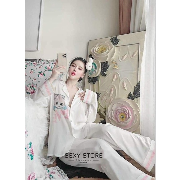 BỘ PYJAMA MÈO IN DÀI - Hot Trend cực cute hột me