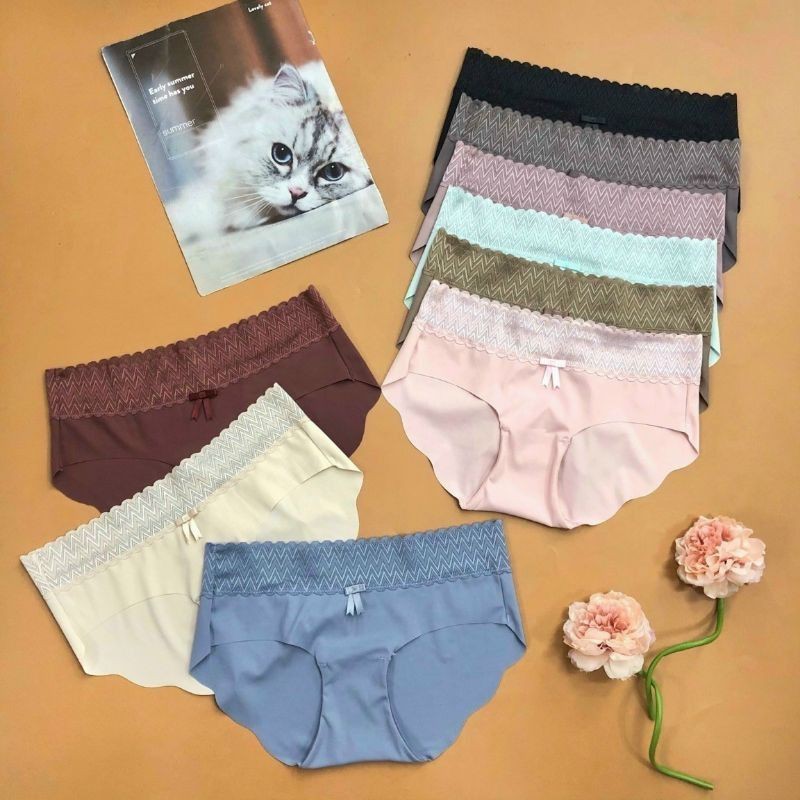 Hộp 5c quần lót su đúc không đường may phối cạp ren 99069