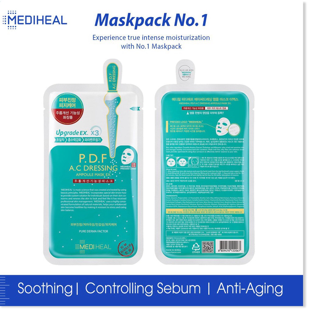 [Mã giảm giá] Mặt Nạ làm căng mịn và tăng đàn hồi cho da Mediheal P.D.F Ac-Dressing Ampoule.Mask