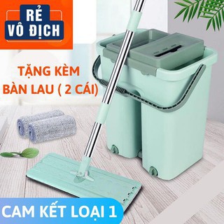 THÙNG LAU NHÀ TỰ VẮT THÔNG MINH LOẠI LỚN - Bộ cây lau nhà, chổi lau nhà thông minh 360 tự vắt - Tặng Kèm 2 Miếng Lau